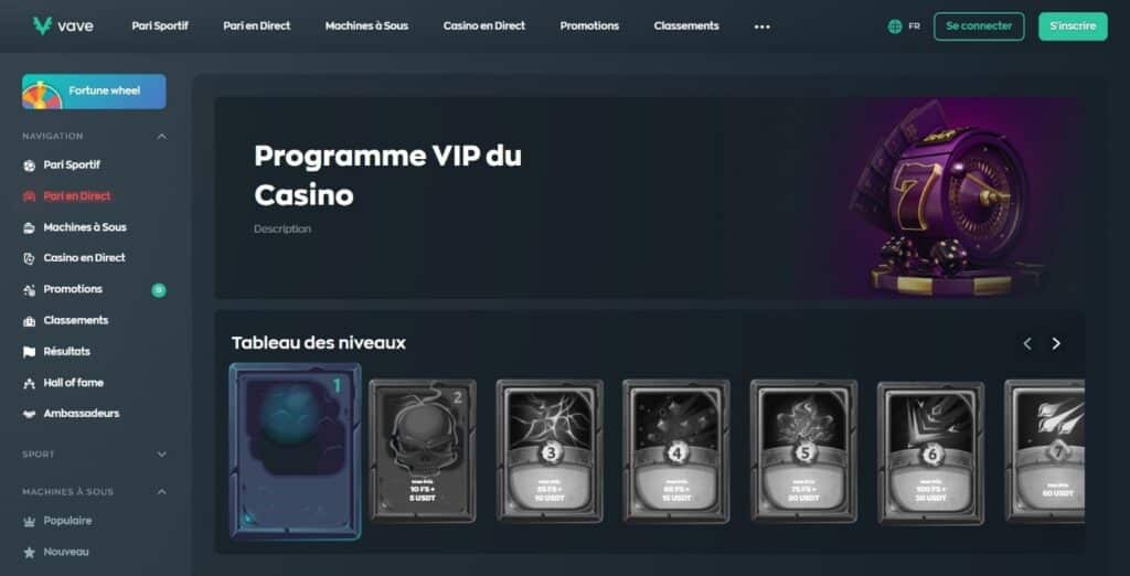 programme VIP casino vave