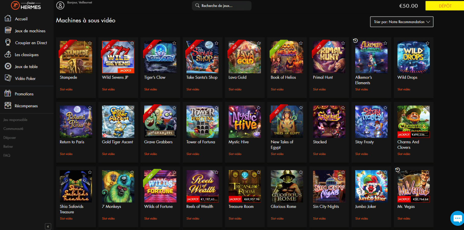 hermes casino vip