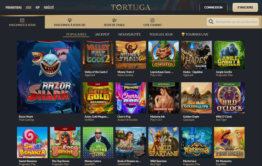 Machines a sous populaires du Casino Tortuga