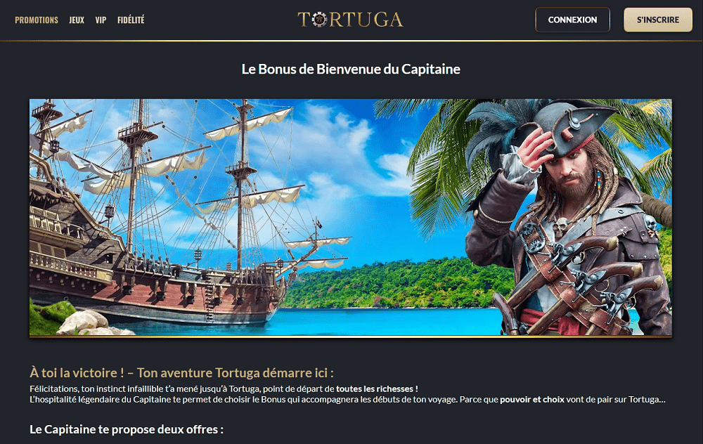 Tortuga Casino Bonus de bienvenue du Capitaine