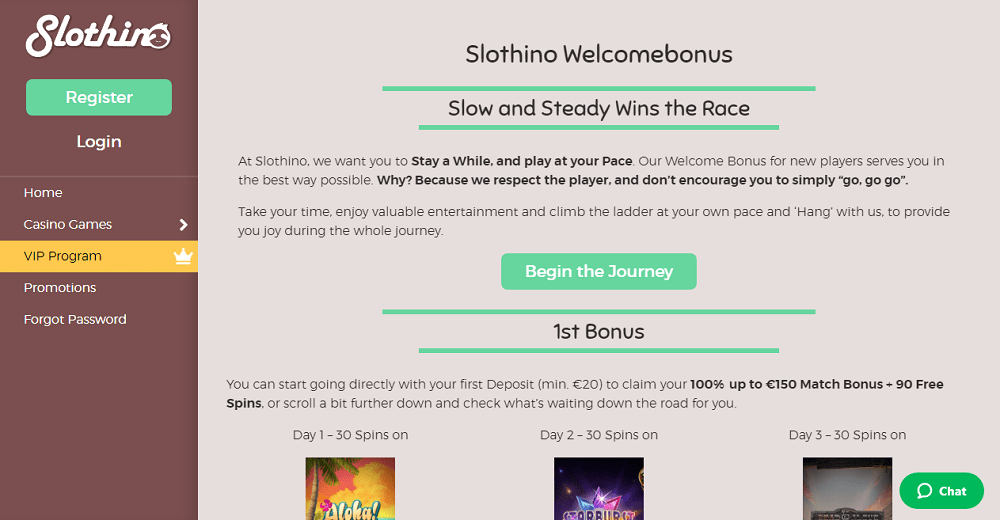 Condition d’obtention du bonus Slothino Casino