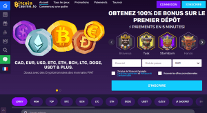 Bitcoin Casino page inscription