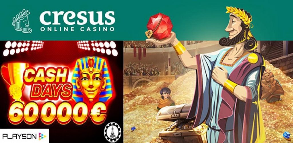 Cresus Casino promotion October Cashdays avec Playson
