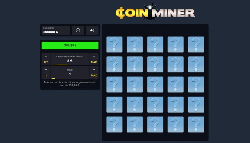 Coin Miner jeu épuré
