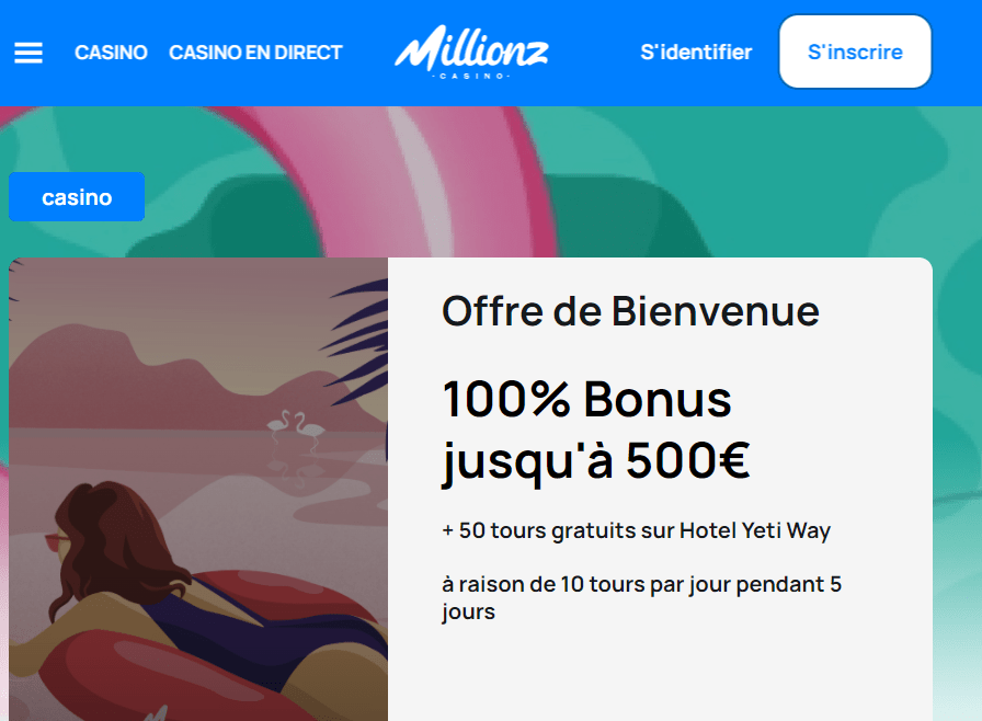 Millionz Casino bonus bienvenue