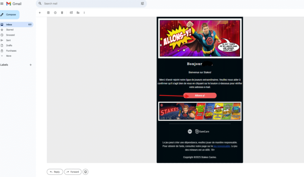 Stakes Casino Bonus sans dépôt Etape 3