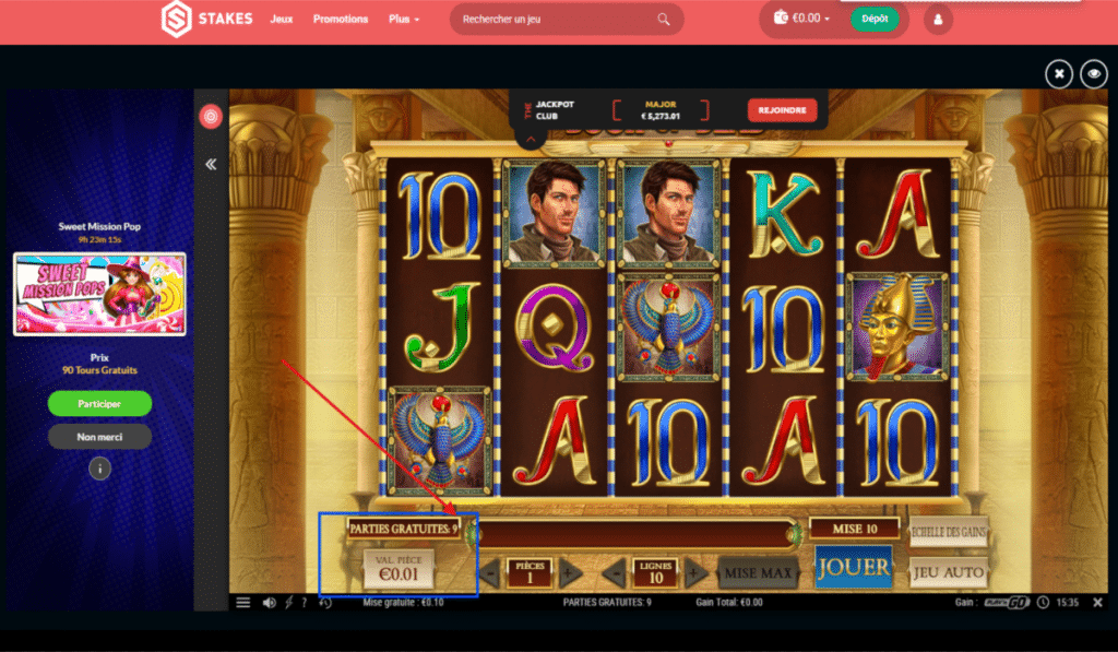 Stakes gagner des free spins étape 4