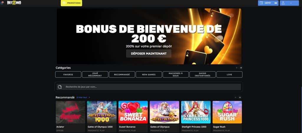 Betzino casino en ligne frnaçais