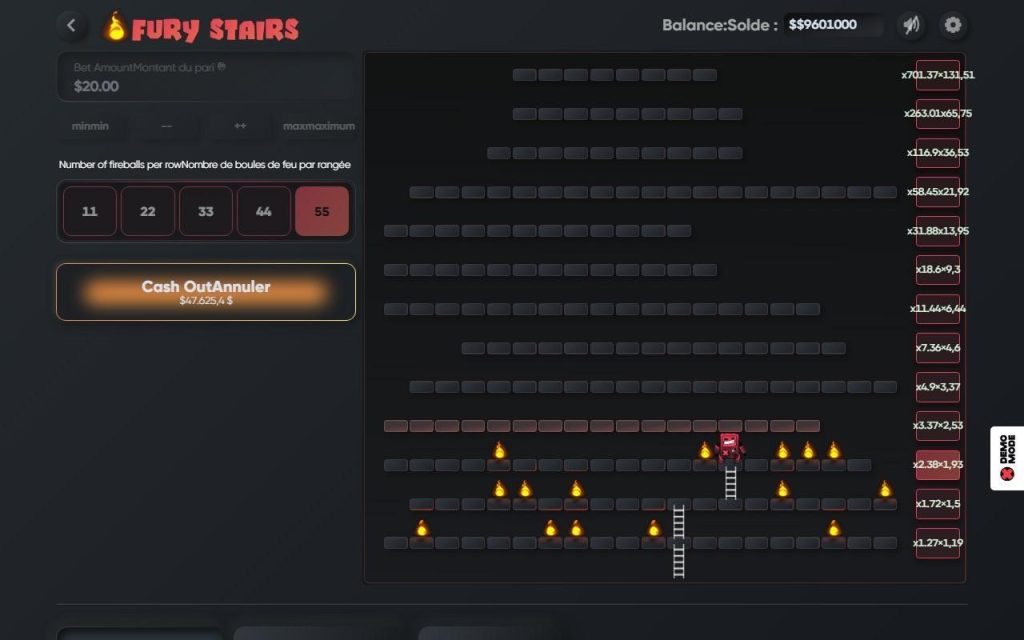 caractéristiques mini-jeu Fury Stairs