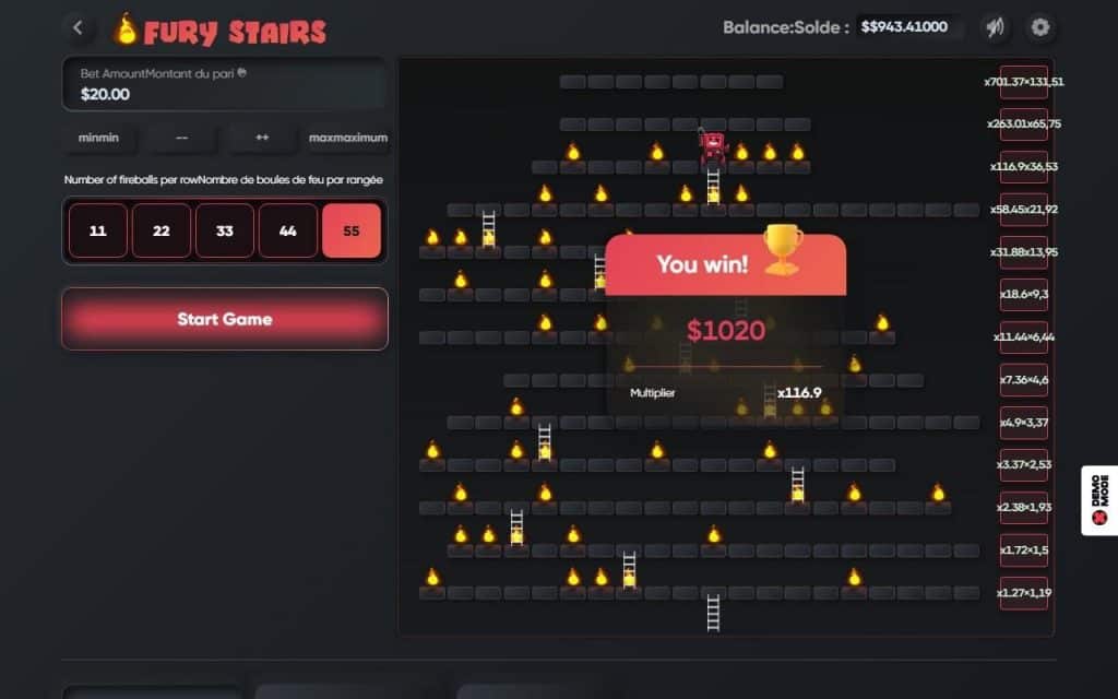 fonctions mini-jeu Fury Stairs