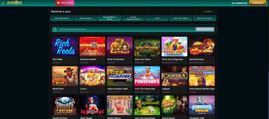 Amon Casino machines à sous