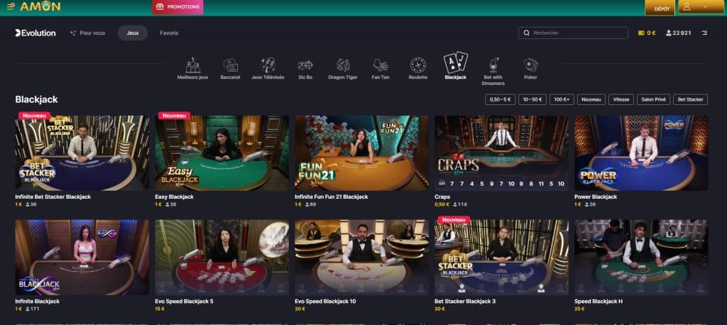 Amon Casino Lobby Evolution
