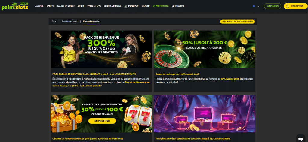 Bonus & promotions Palm Slots casino