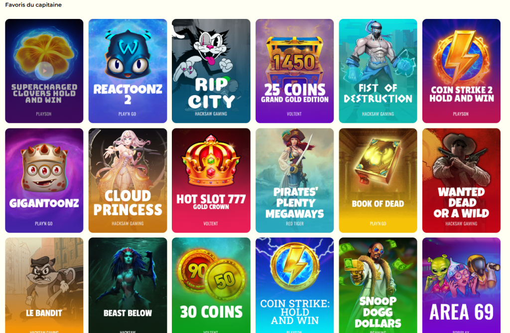 Captain Slots Casino jeux