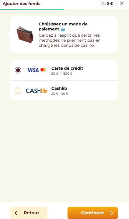 Captain Slots Casino mode de paiement