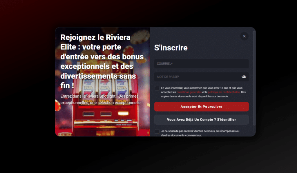 s’inscrire riviera casino