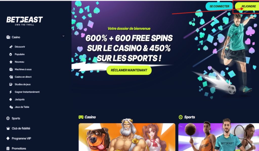 Bet Beast Comment s'inscrire etape 1 ---