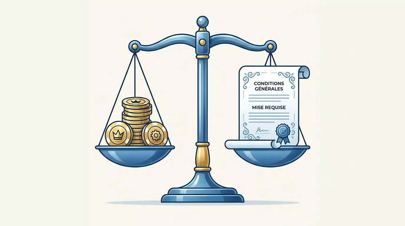 Balance illustrant le rapport entre bonus et conditions de mise