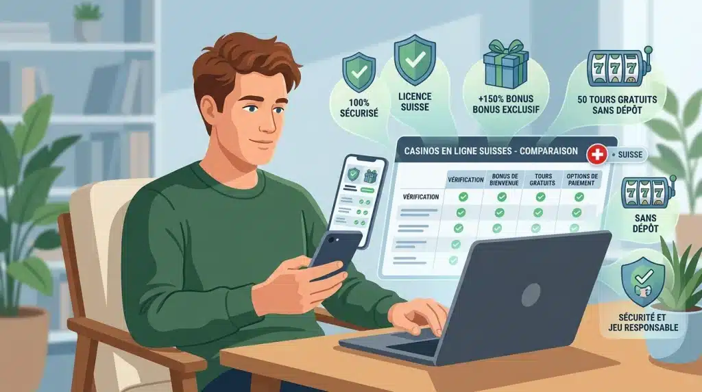 Personne comparant un nouveau casino en ligne avec bonus sans dépôt