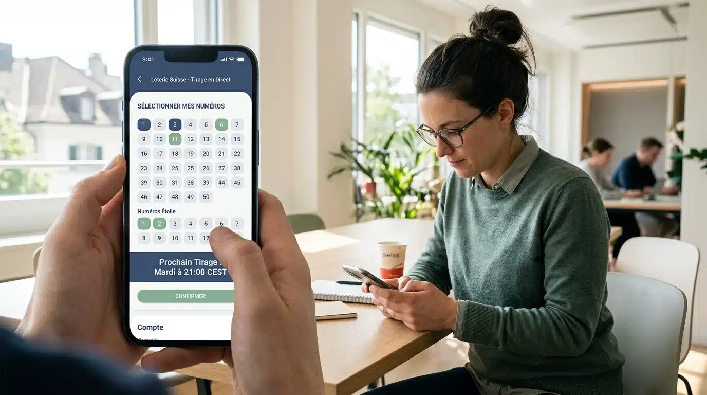 Personne participant à un tirage de numéros sur smartphone