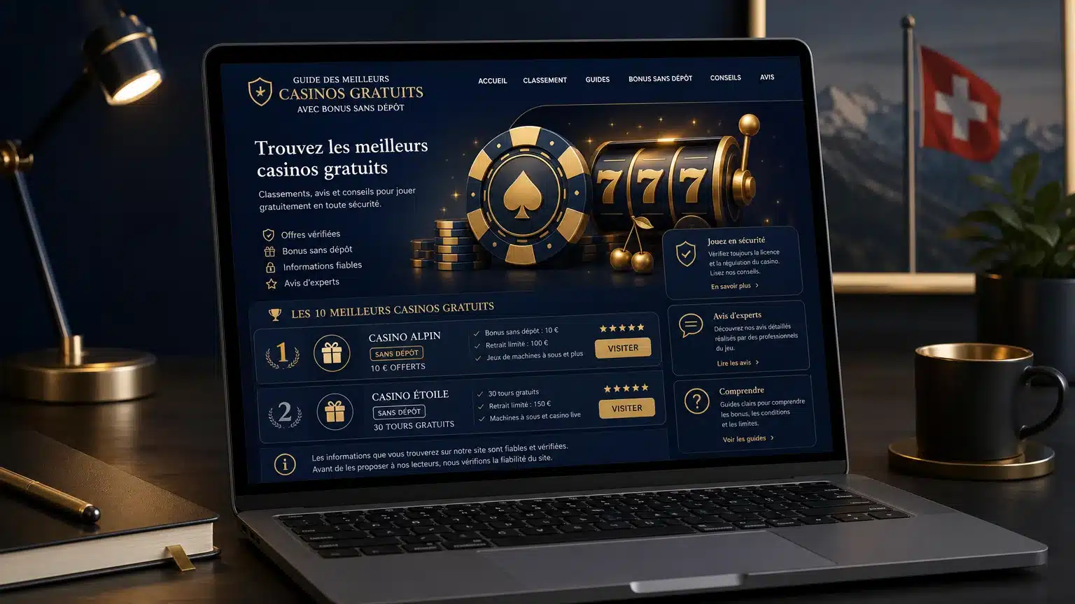Écran d'ordinateur affichant une interface de casino en ligne avec jetons