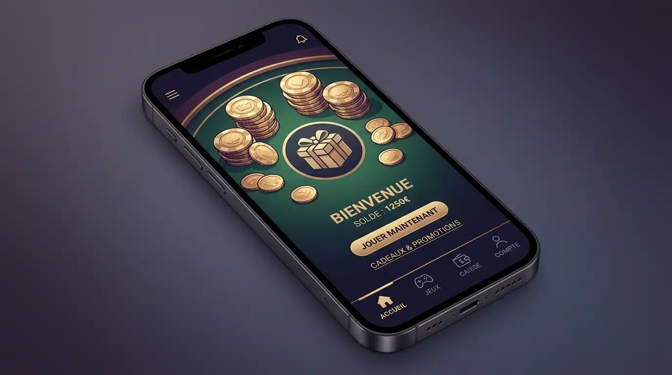 Illustration d'un bonus sans dépôt sur un casino en ligne mobile