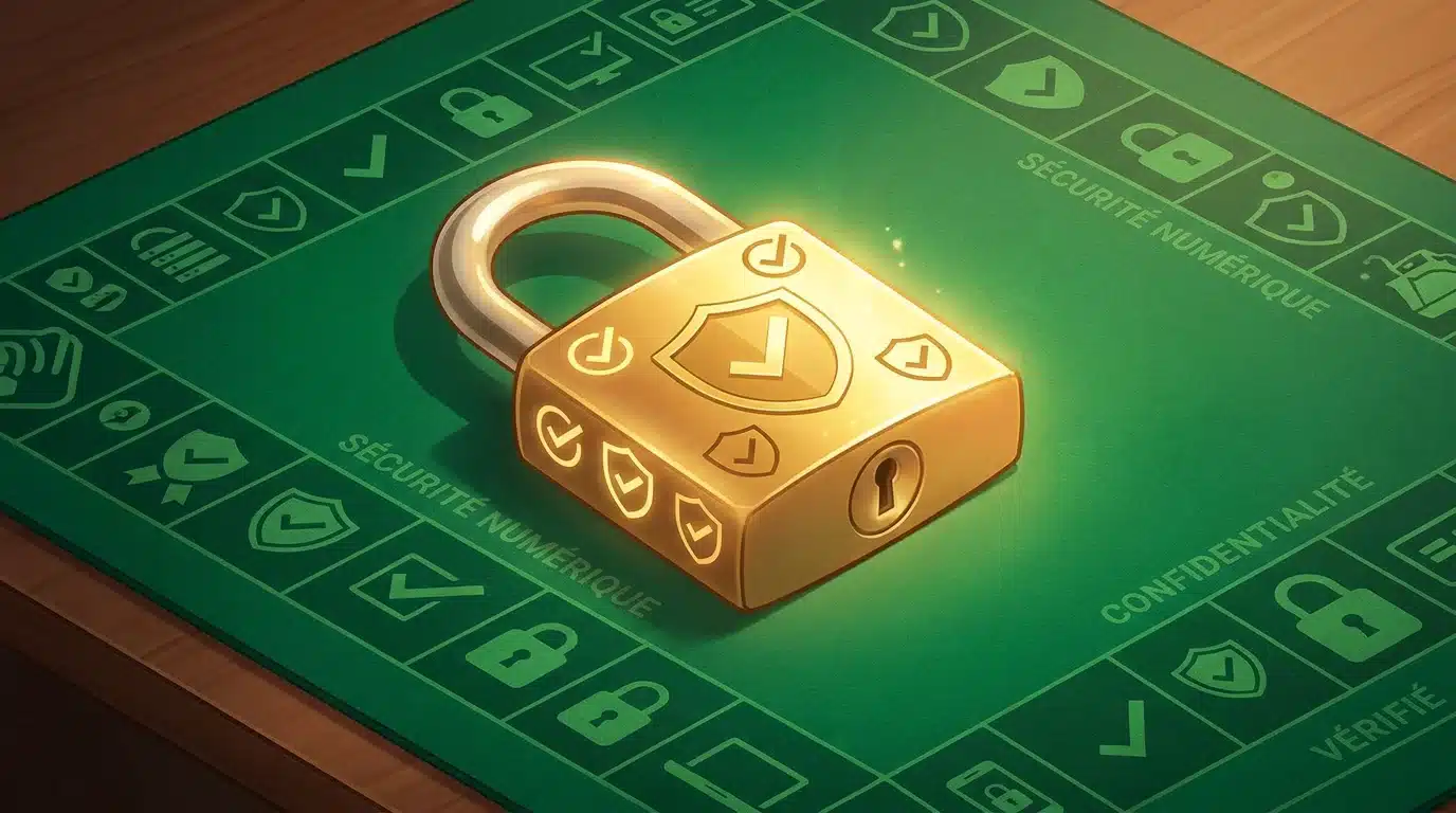 Cadenas de sécurité numérique sur un tapis de casino symbolisant la protection des joueurs