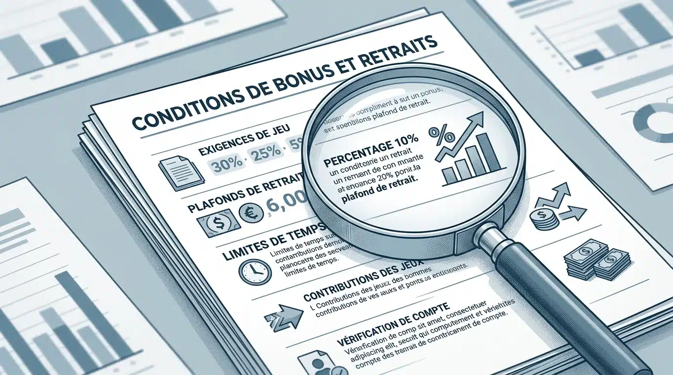 Analyse des conditions de mise et limites de retrait d'un bonus sans dépôt