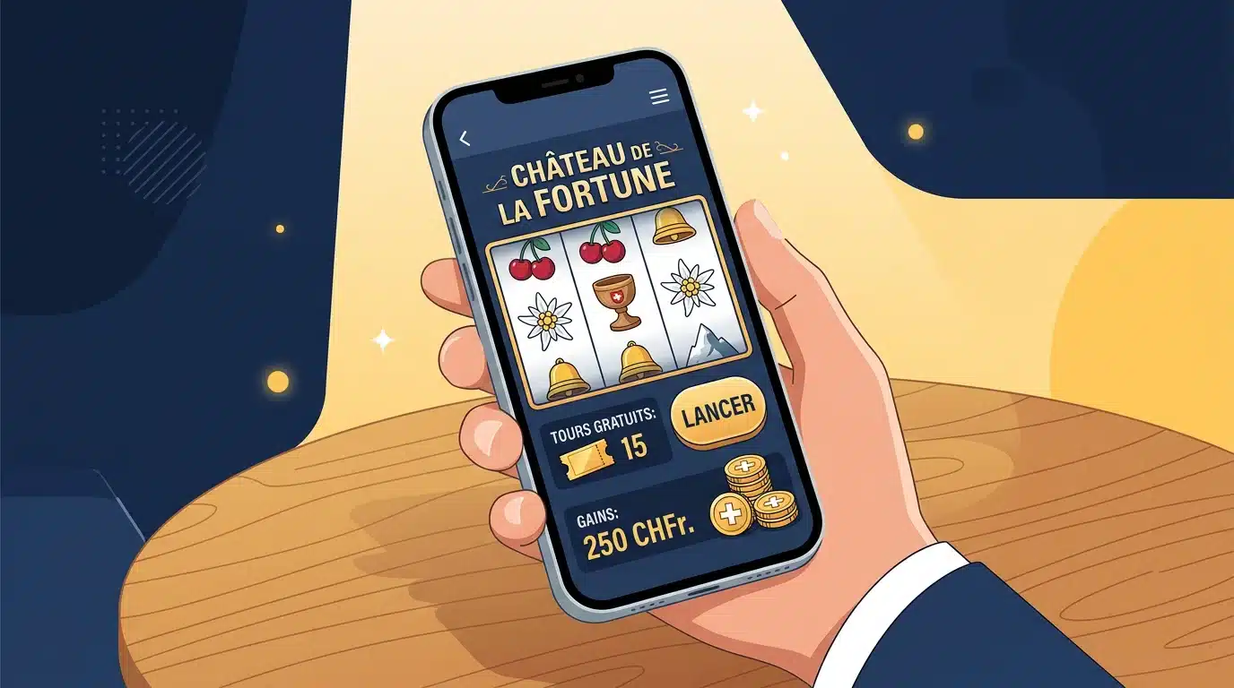 Écran de smartphone montrant des tours gratuits de machine à sous en ligne