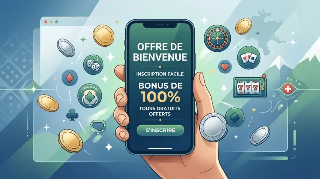 Concept de bonus de casino sans dépôt affiché sur smartphone