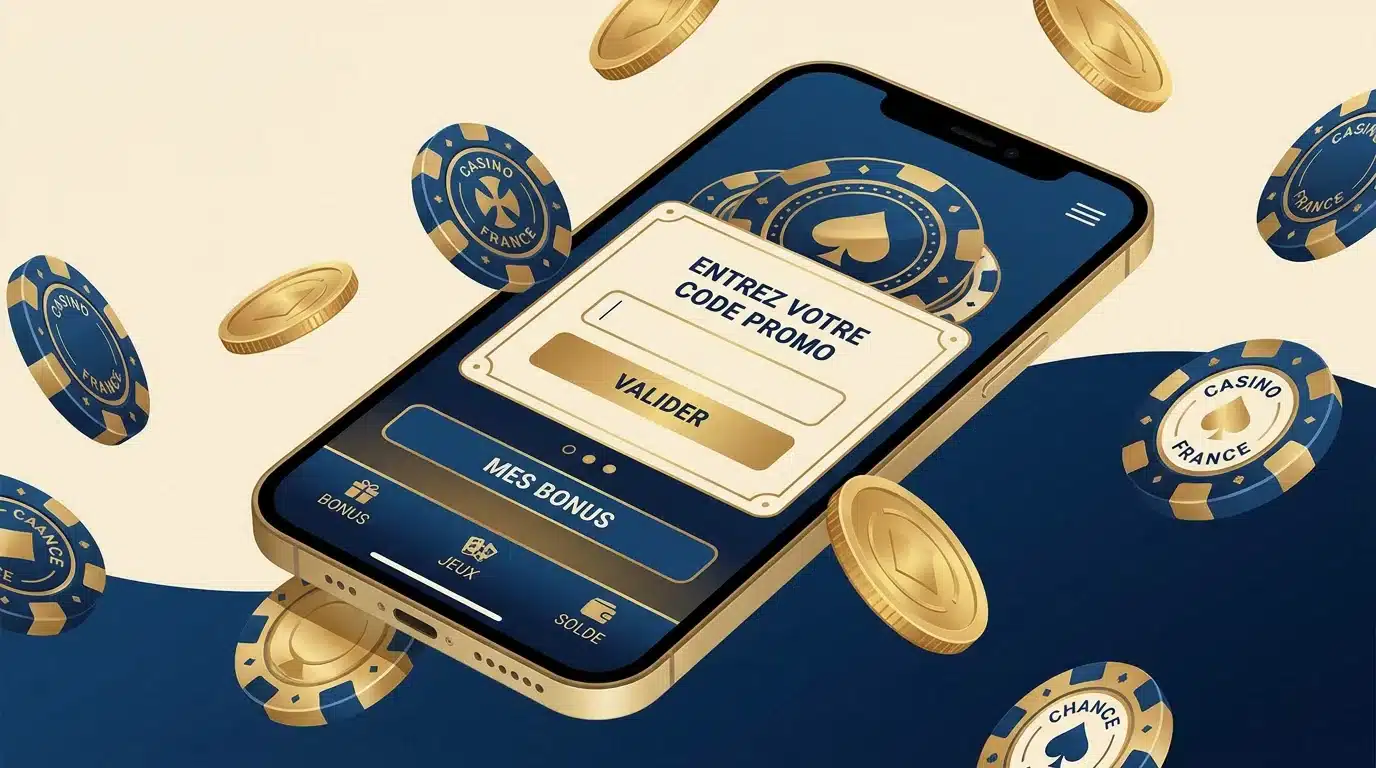 Interface de saisie d'un code bonus sur un casino en ligne mobile