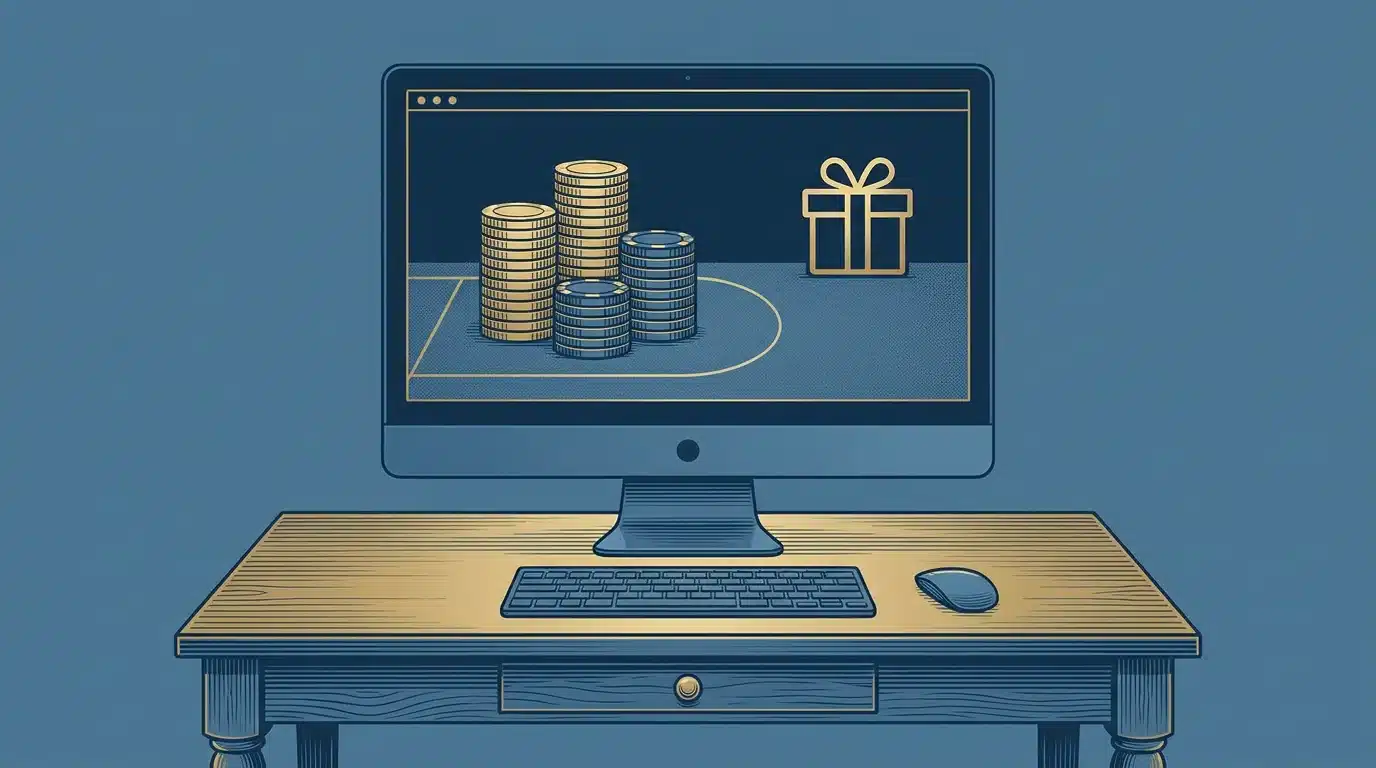 Illustration d'un bonus de casino en ligne sur écran d'ordinateur