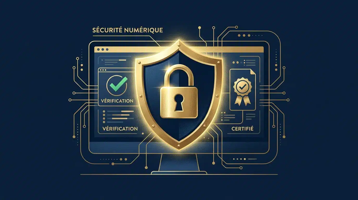 Bouclier de sécurité numérique symbolisant la vérification d'un casino en ligne fiable
