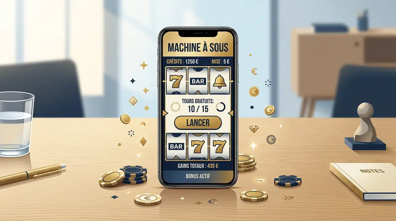 Interface de machine à sous avec tours gratuits sans dépôt sur mobile