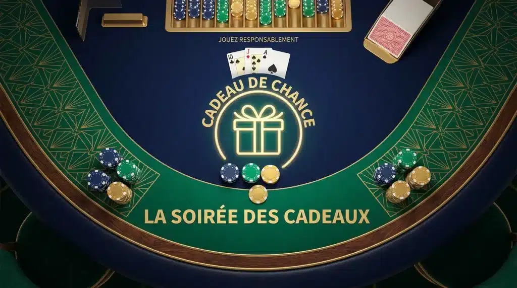 Table de casino en ligne avec jetons et symbole de bonus gratuit