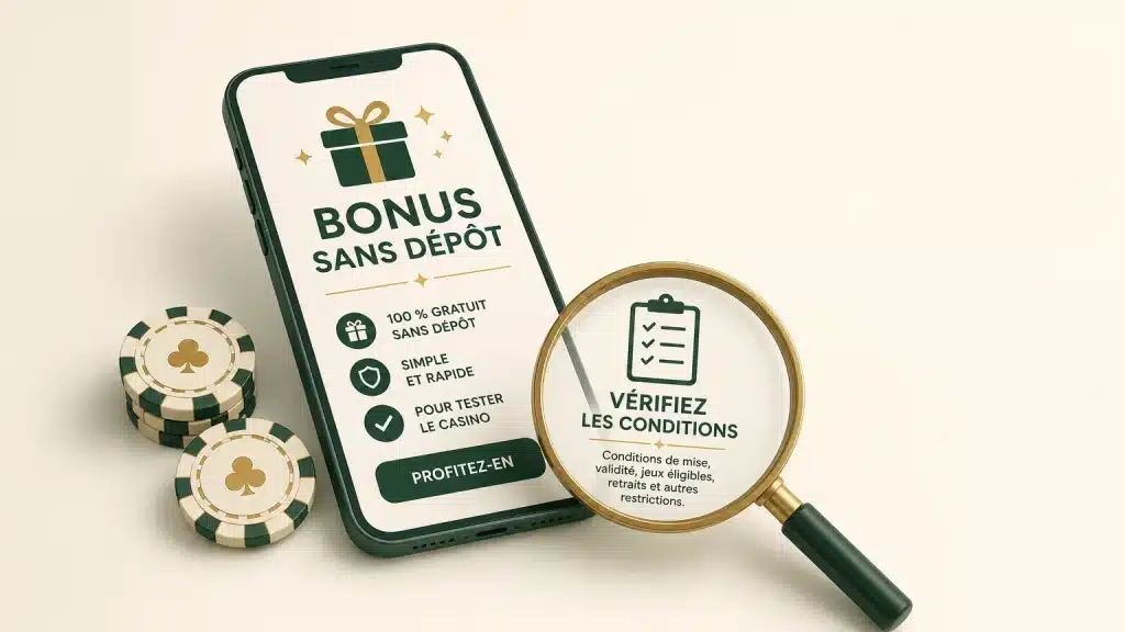 Illustration d’un bonus de casino sans dépôt à vérifier