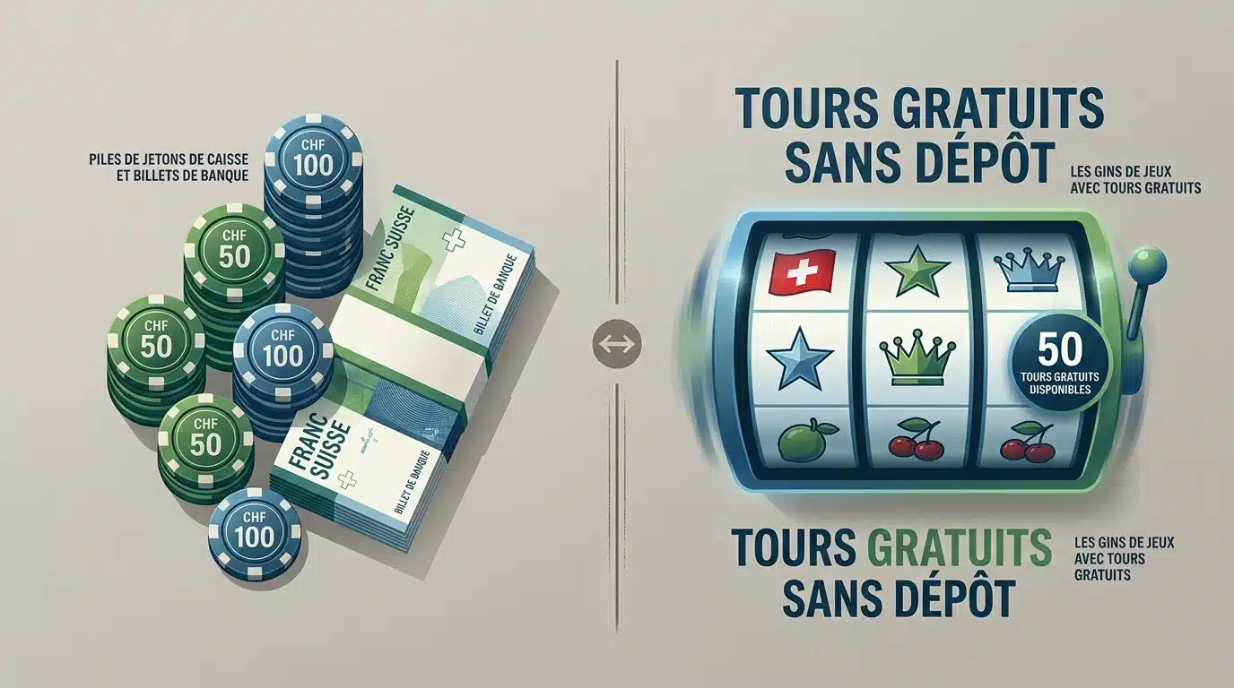 Comparaison visuelle entre un bonus en argent et des tours gratuits
