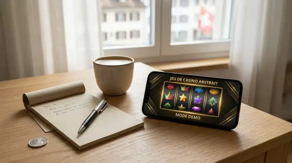 Smartphone affichant une interface de jeu de casino sur un bureau