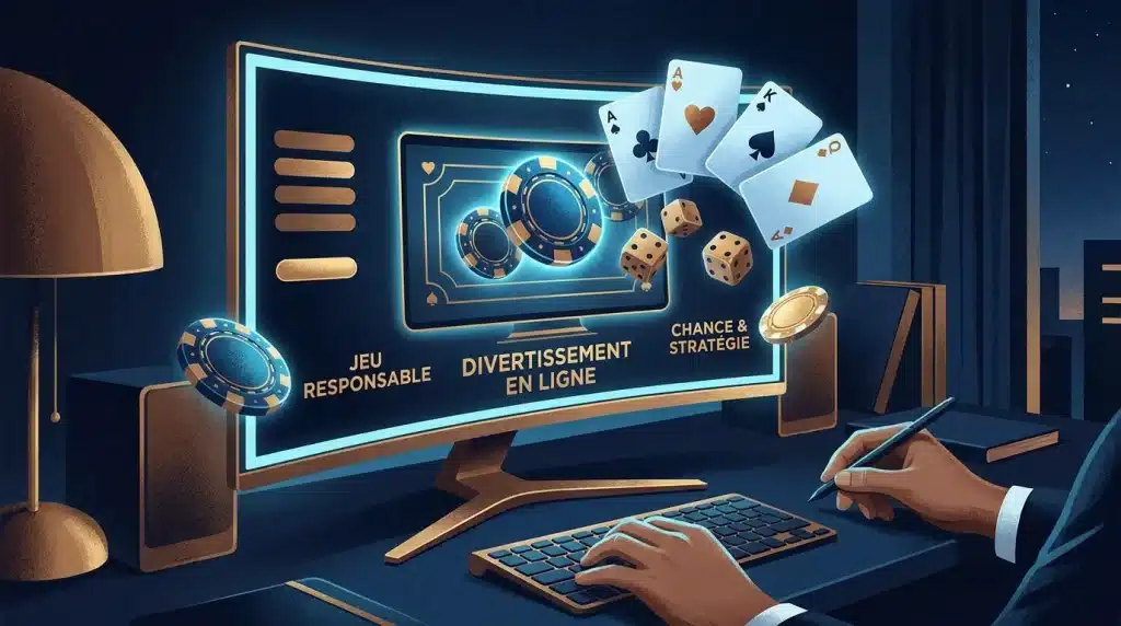 Illustration élégante d'un casino en ligne avec bonus sans dépôt