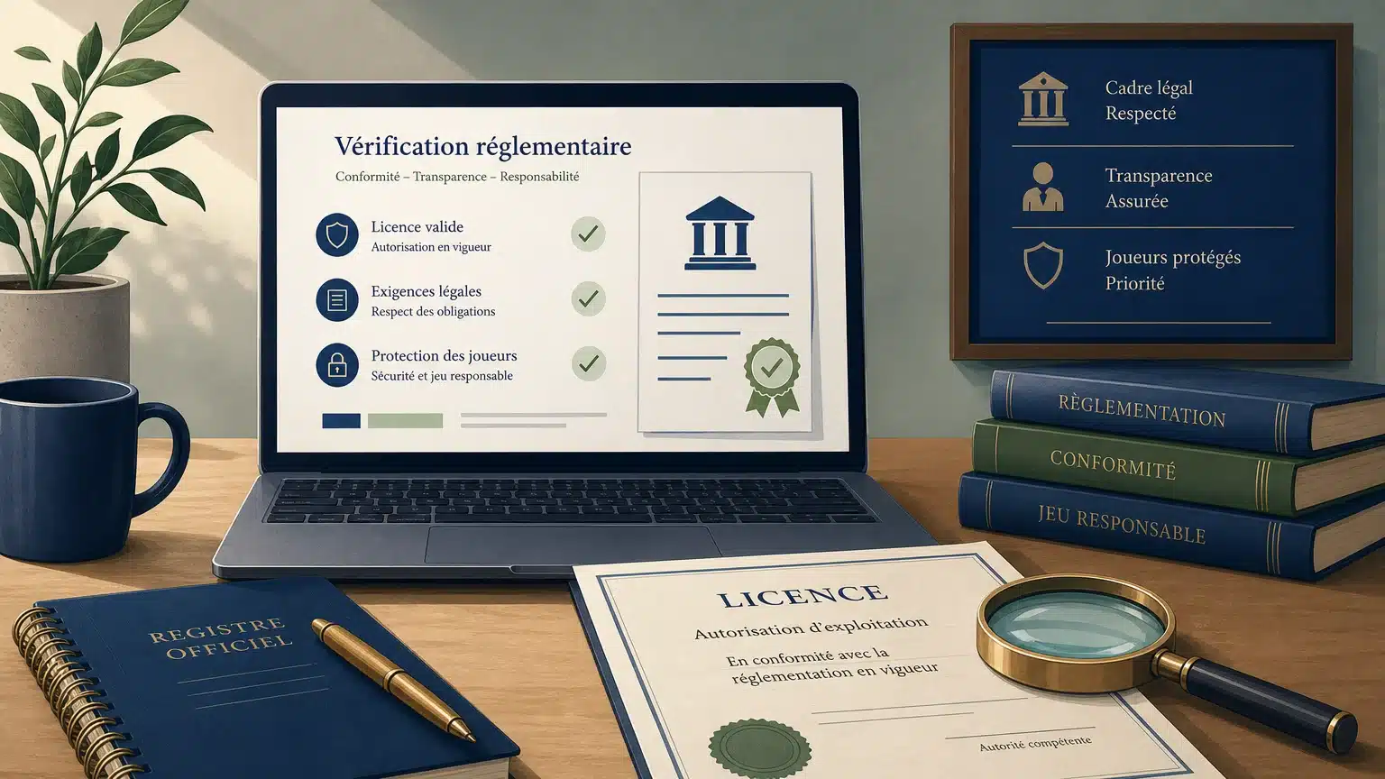 Illustration d’une vérification de licence de casino en ligne