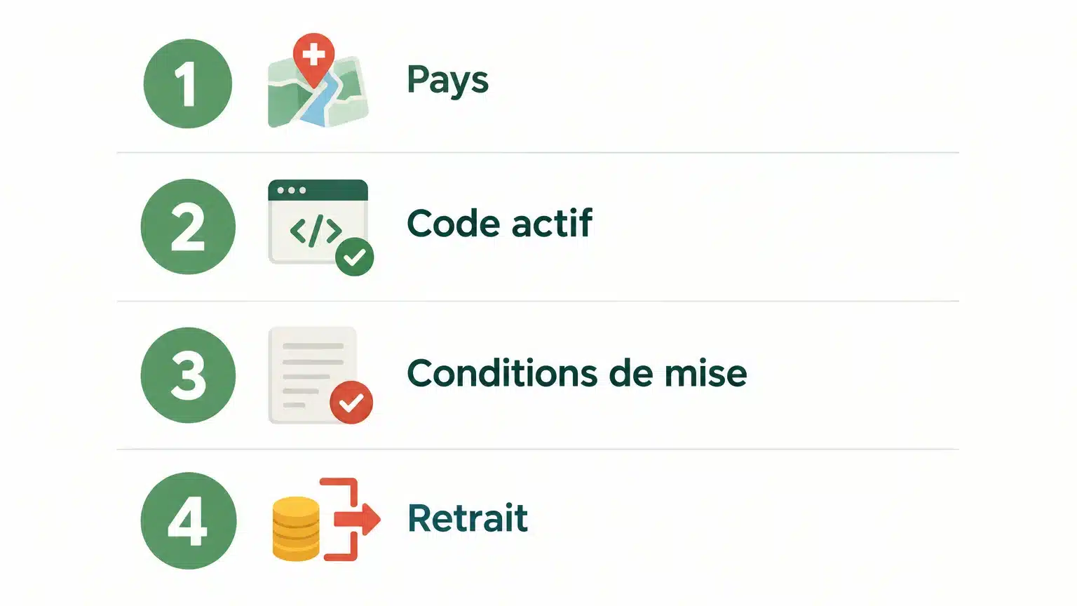 Liste des quatre contrôles à effectuer avant d’activer un bonus